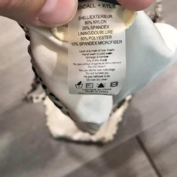 Kendall + Kylie Black Dot Printed Off-White Bikini Swimsuit size L - Picture 8 of 9